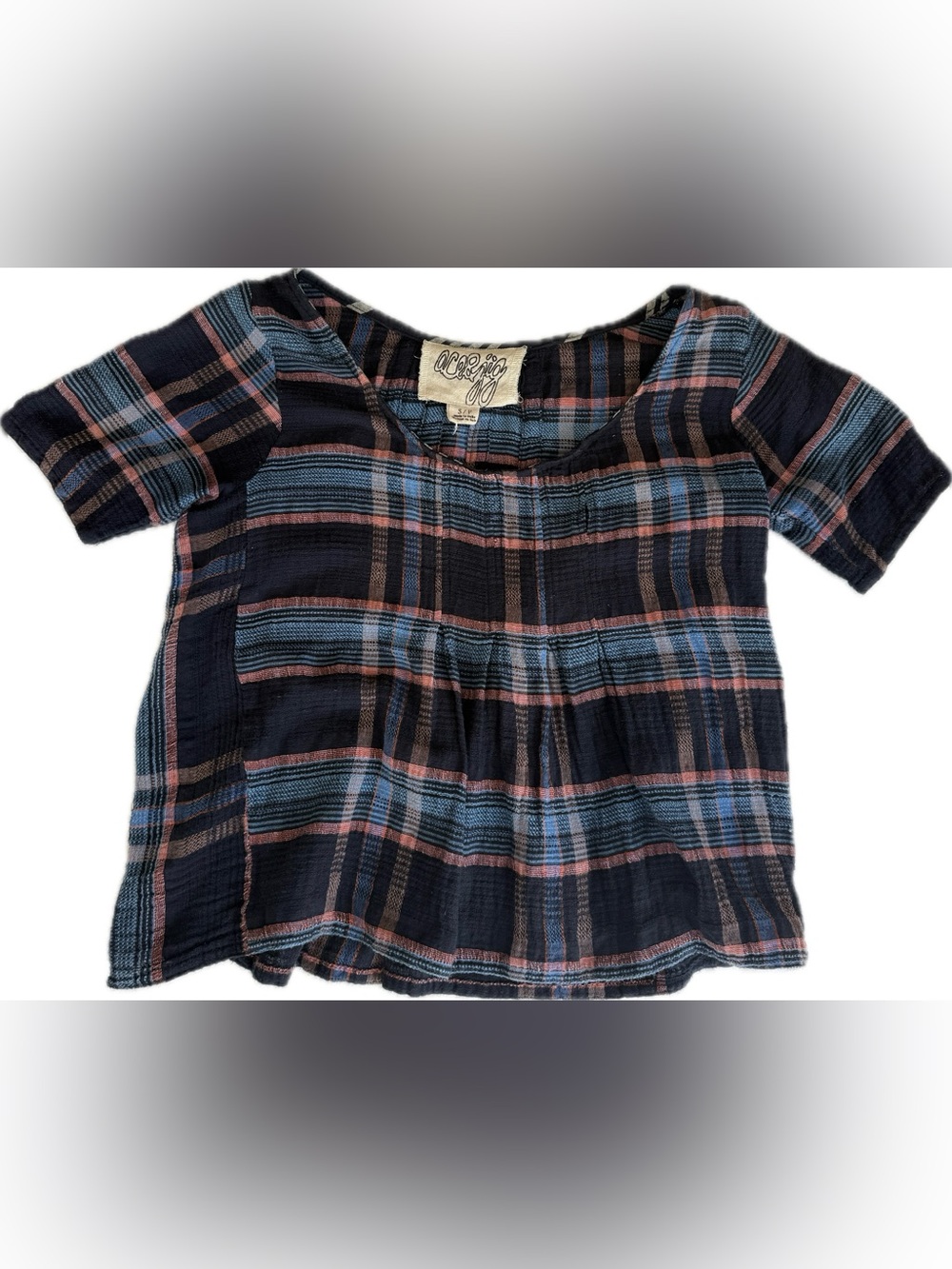 Ace & Jig  Plaid woven Scoop Neck Top size S